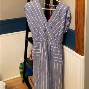 Blue and white dress